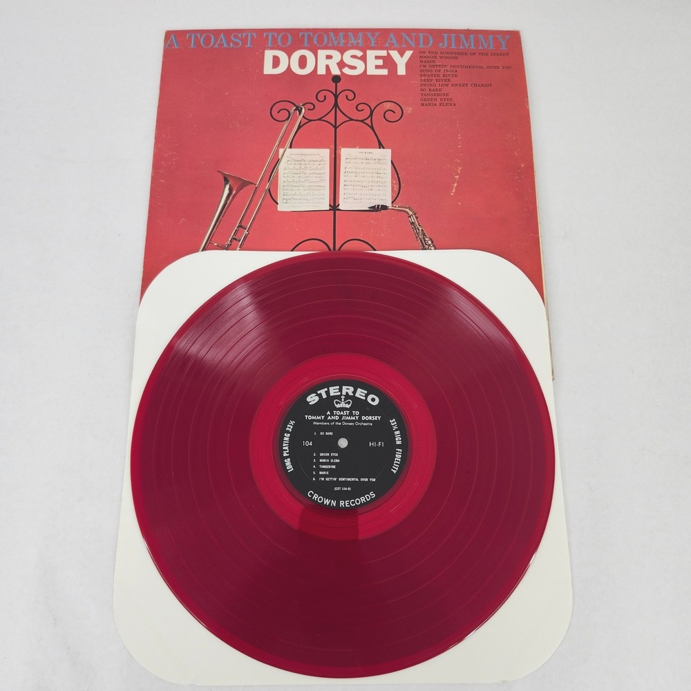 Crown Records A Toast To Tommy‎ And Jimmy Dorsey Vinyl LP Red Translucent Jazz